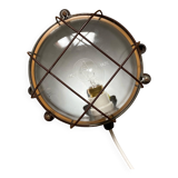 Waterproof industrial porthole light in Bakelite with a glass globe.