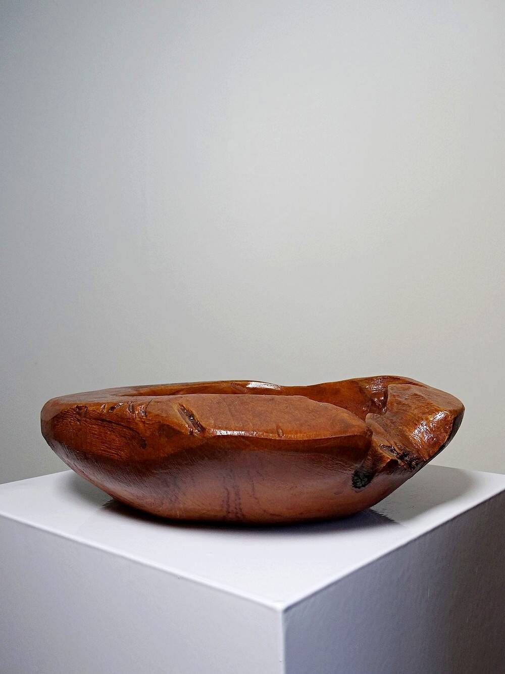 Large vintage nut bowl or empty pocket in teak wood, Italy, 1960s-70s