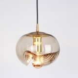 Large smoked glass pendant light by Peill & Putzler, Germany, 1970s.