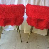 Paire de chaises moumoute rouge