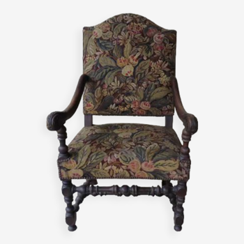 Armchair Louis XIII tapestry small point