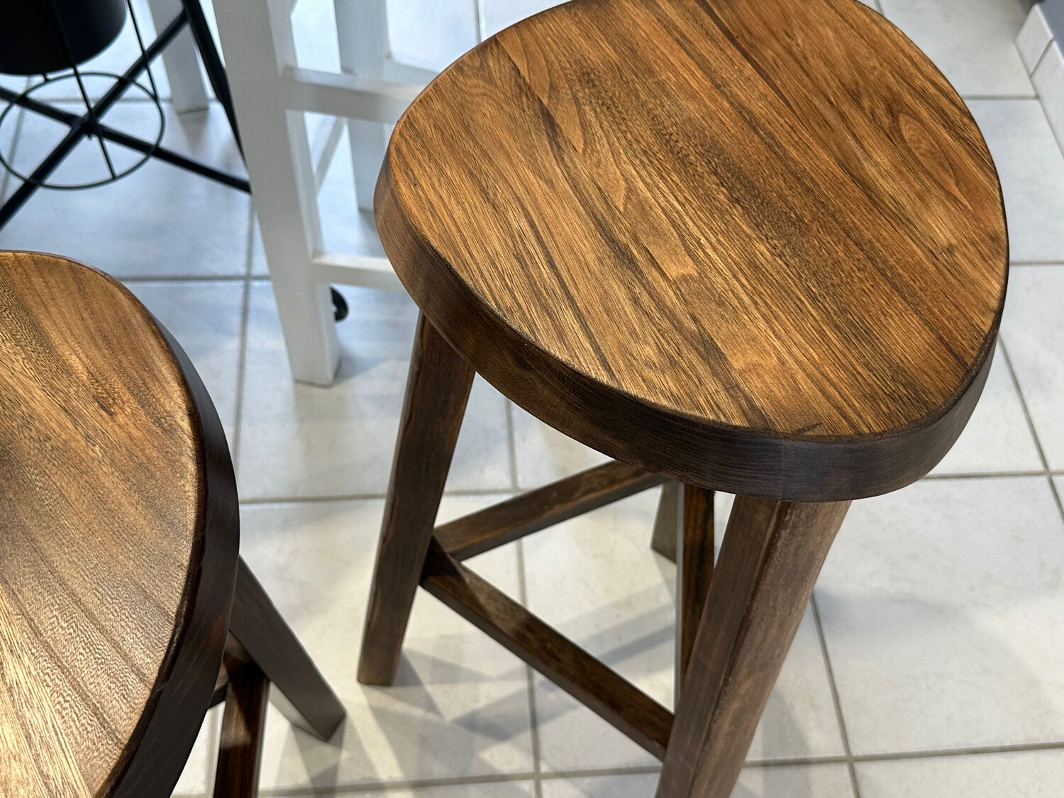 Set of 3 Vintage Brutalist Bar Stools from the 1970s