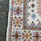 Long Persian rug in knotted wool, burgundy blue, flowers, handmade 300x90