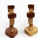 Pair of anthroposophical wooden candlesticks