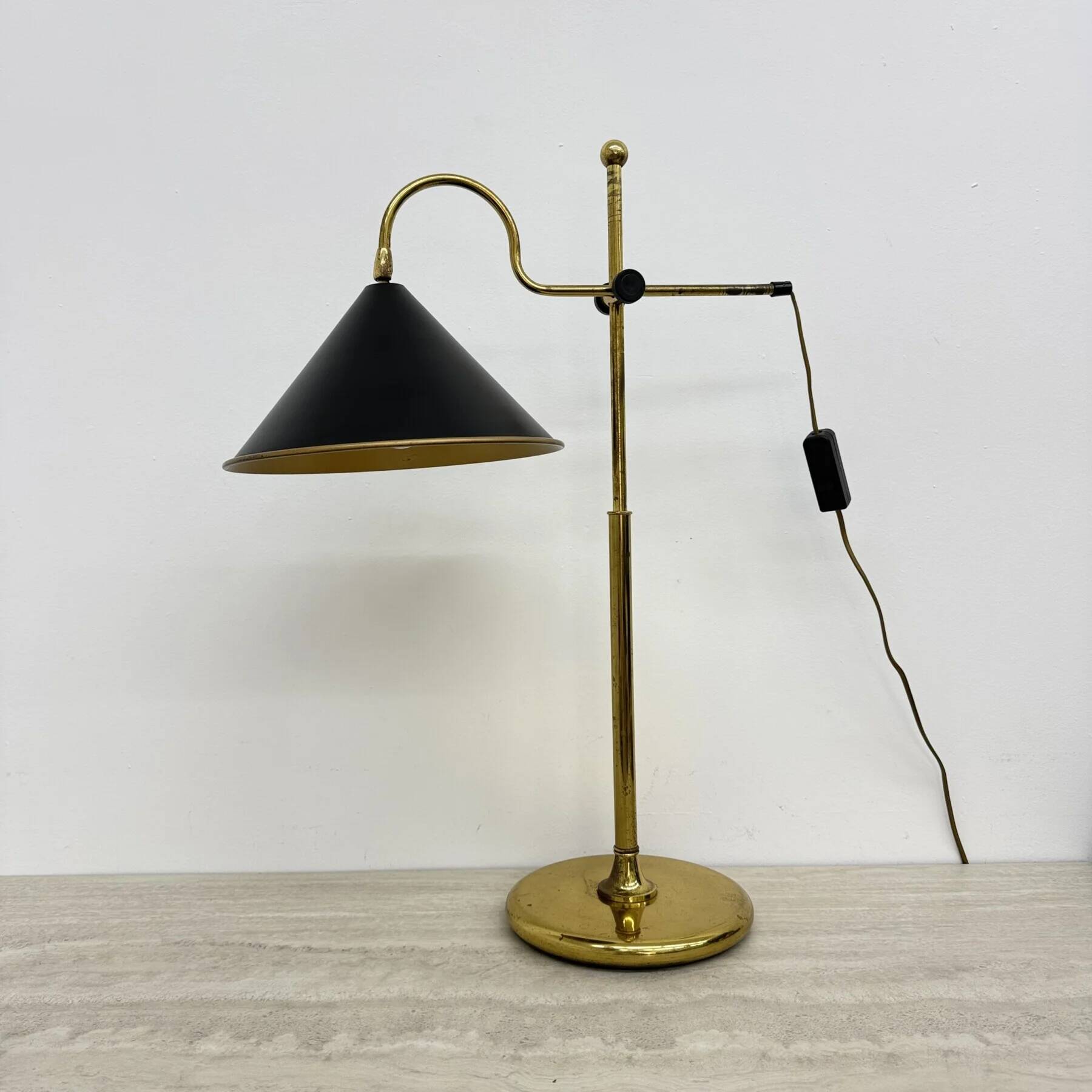 Mid-century adjustable brass desk lamp, 1970s