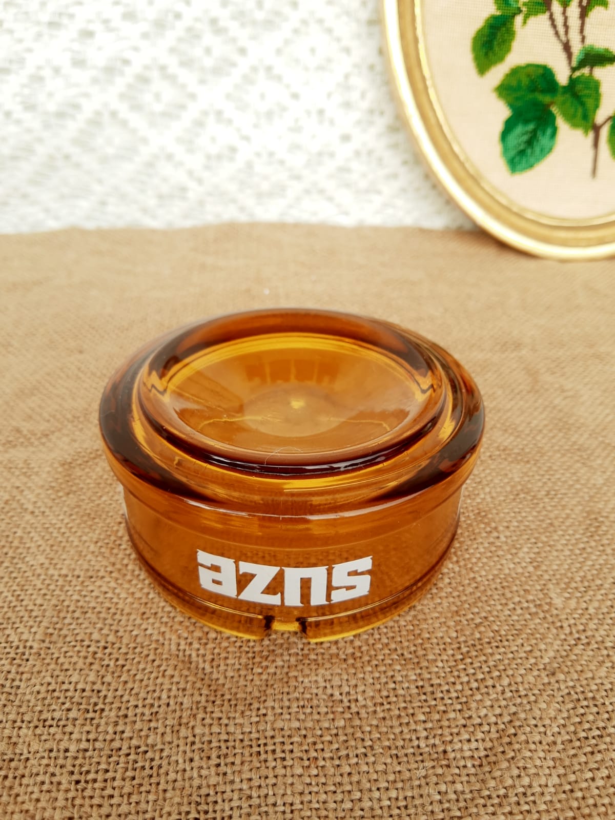 Advertising ashtray Suze vintage amber glass