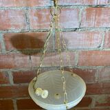 Antique Pendant Light Dome Molded Glass + Vintage Gold Metal