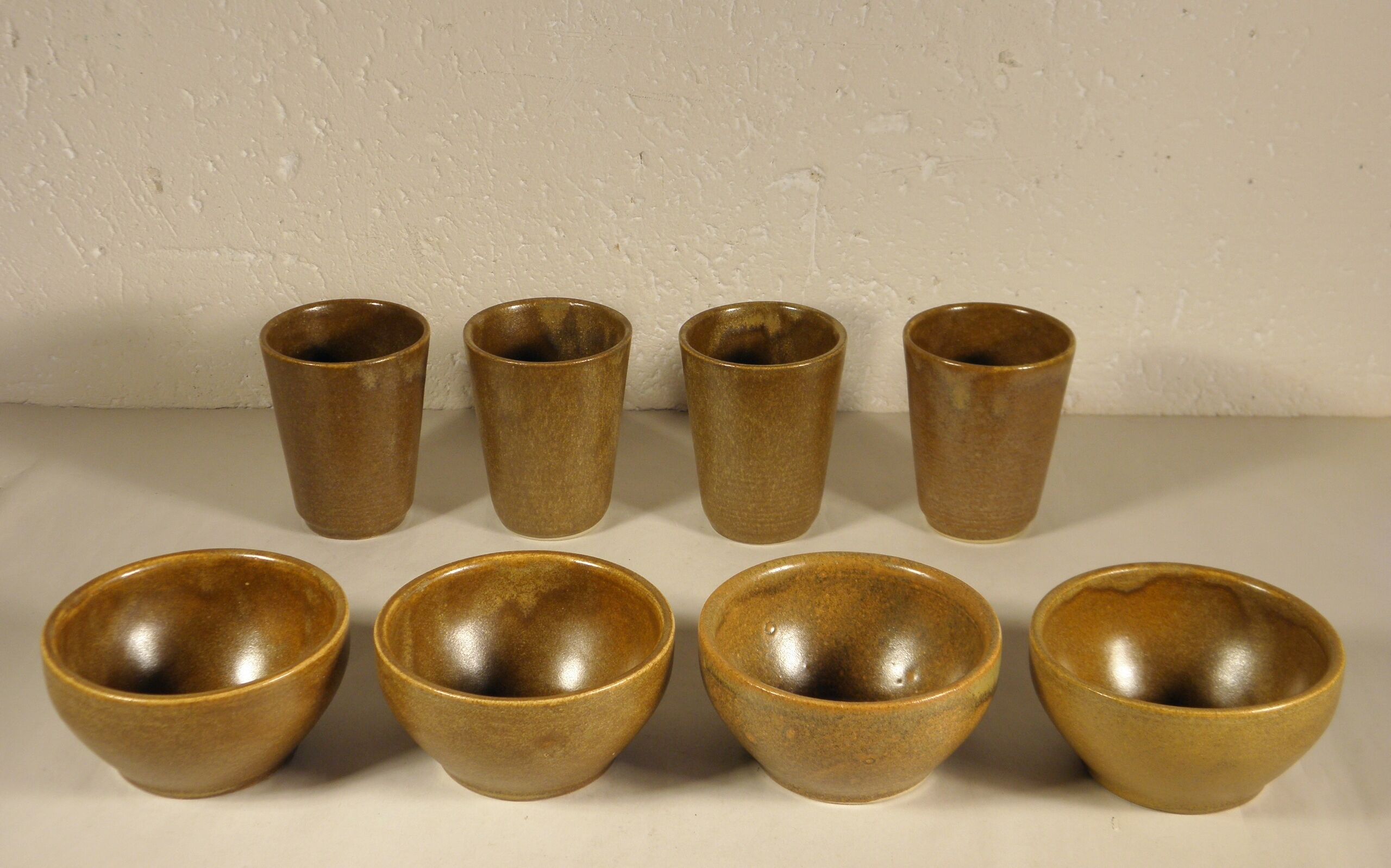 Stoneware tea bowls and tumblers