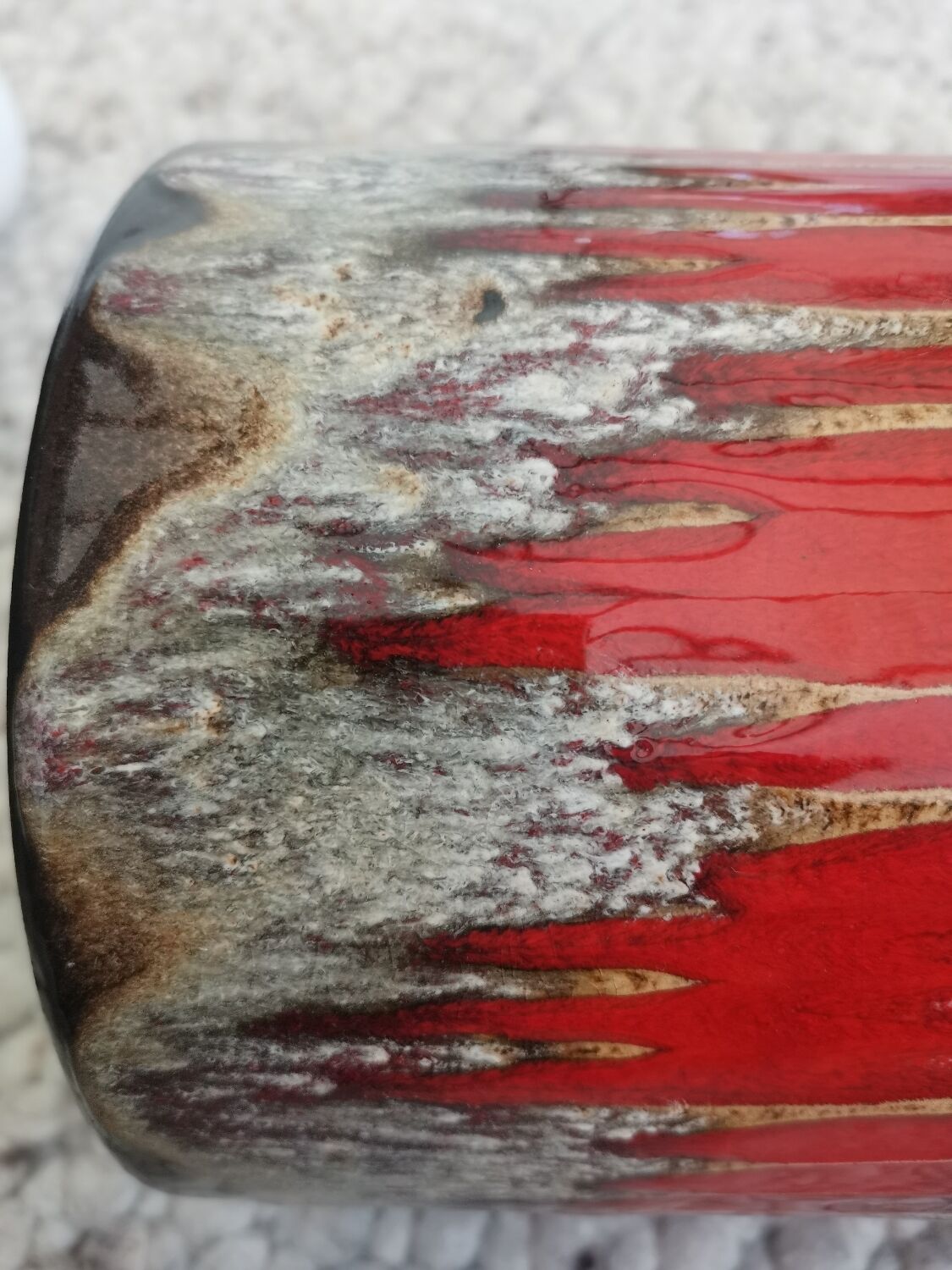 Vase vintage Scheurich poterie ouest-allemande LoRa Zig-Zag Fat Lava, 1970