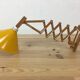 60s accordion sconce, pine, yellow metal reflector