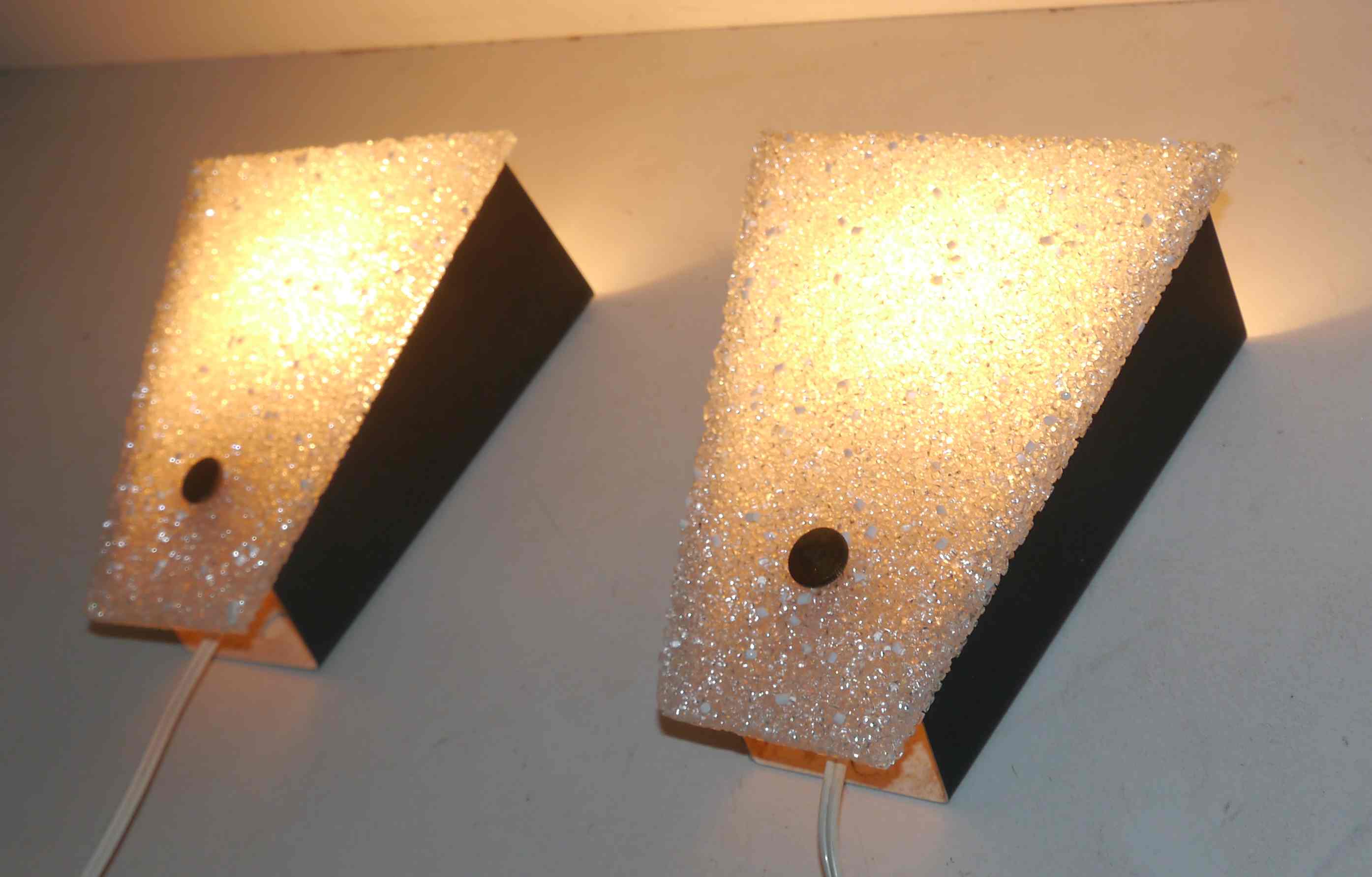 Pair of vintage perspex wall lamps