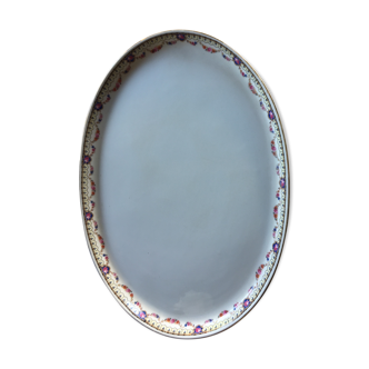 Porcelain oval dish decorated with flowers