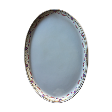Oval porcelain dish with flower decoration