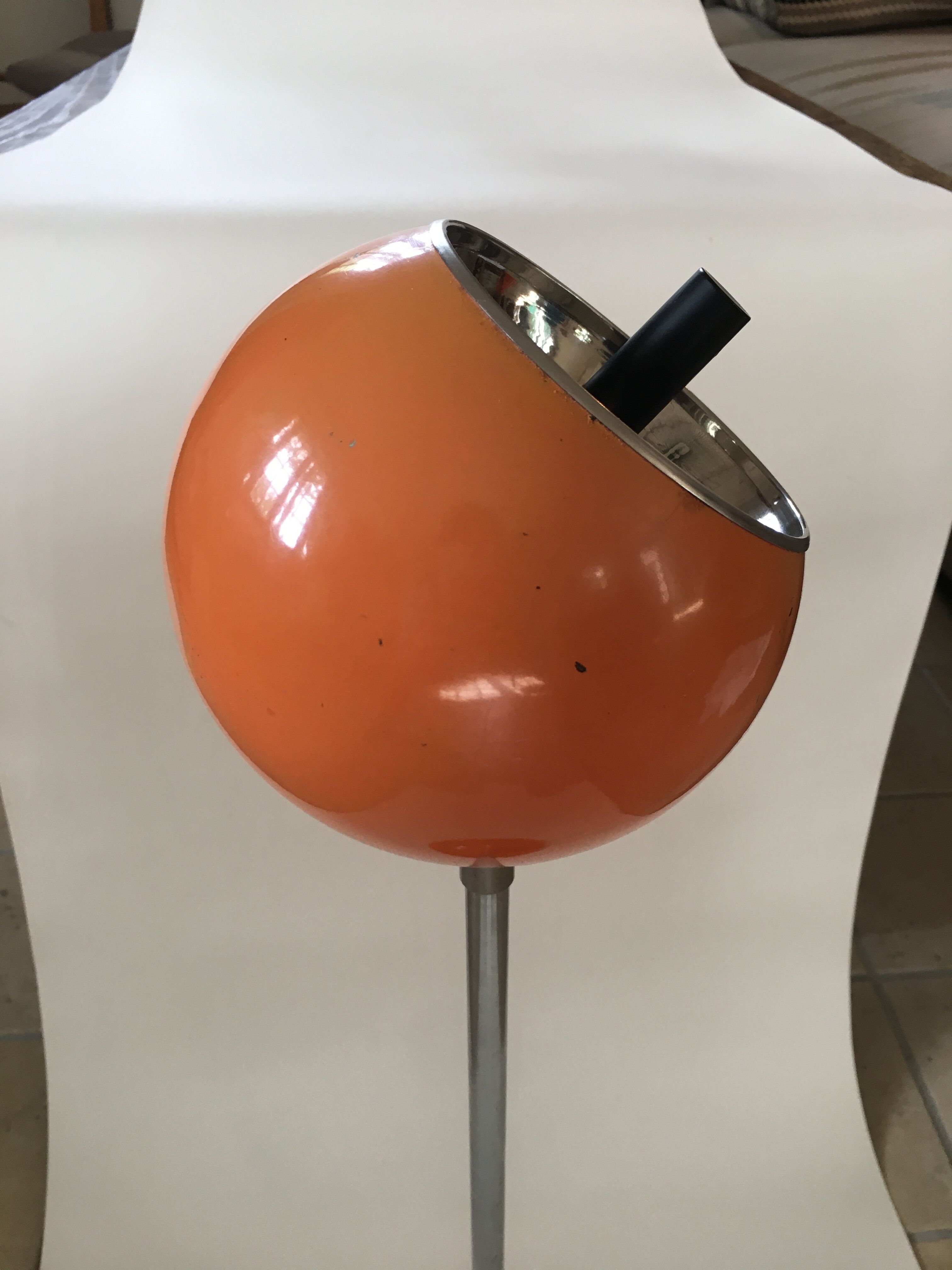 Standing ashtray, orange, 1970s
