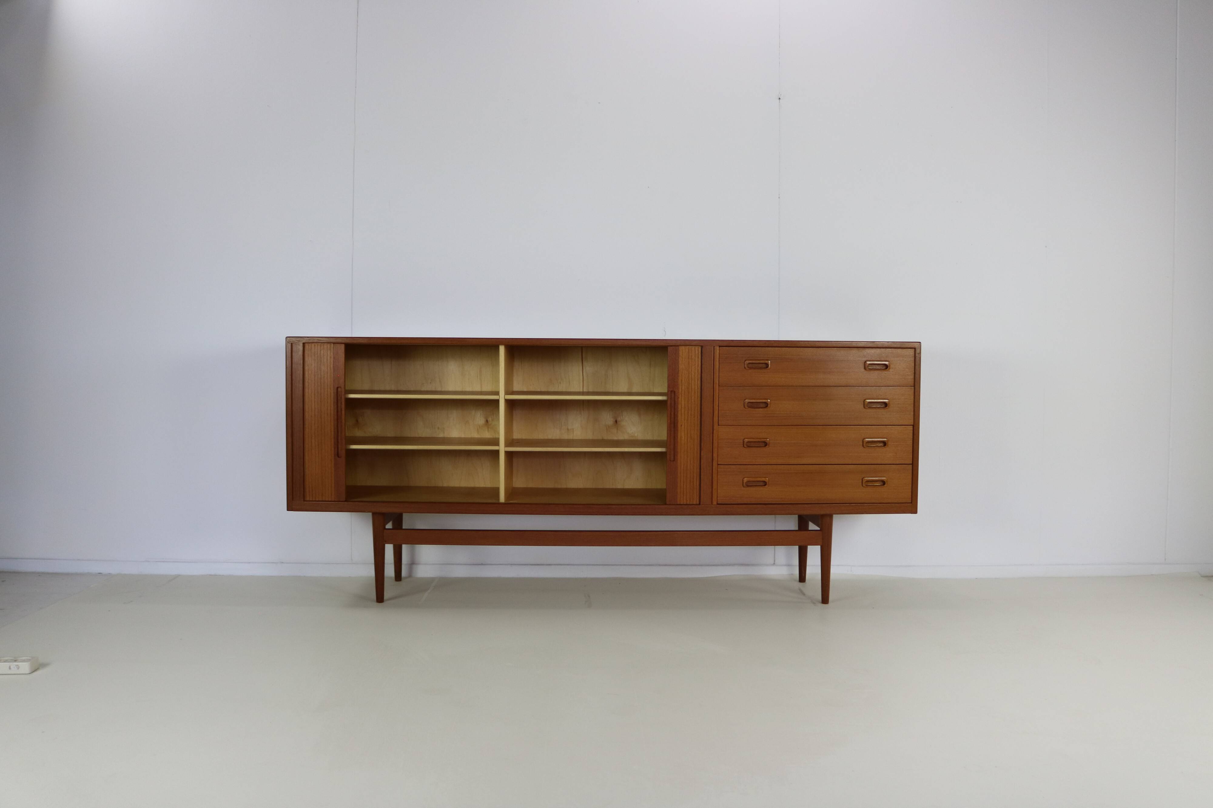 Teak enfilade with 2 tambour doors