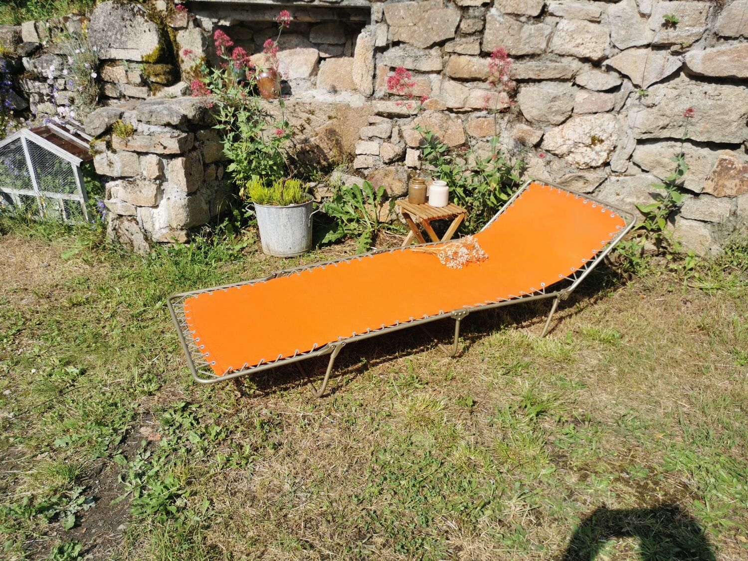 Deck chair, vintage lafuma camp bed