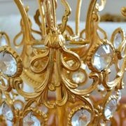Brass and crystal chandelier plated with 24K gold PALWA, Germany, 1960s-70s.
