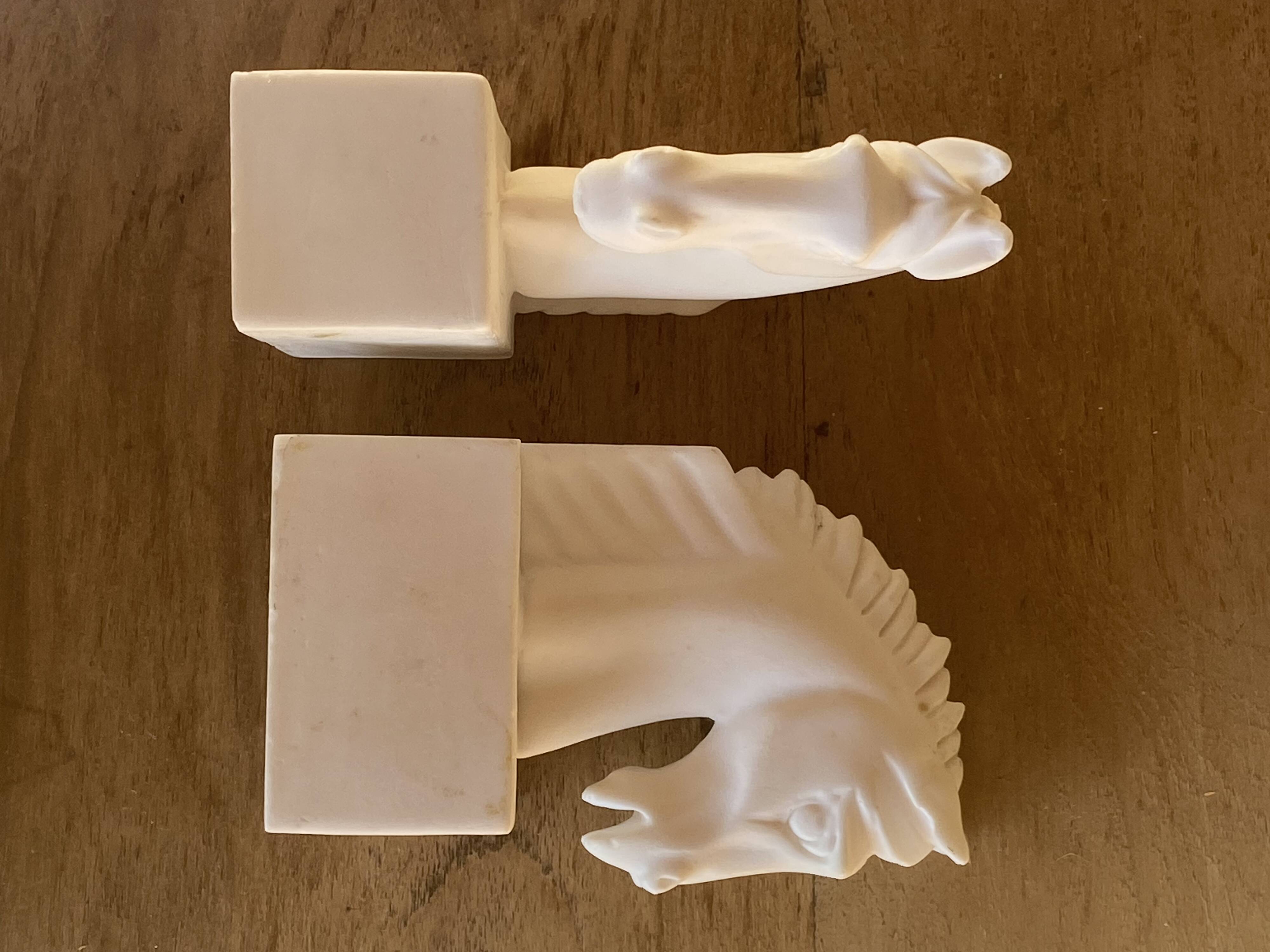 Pair of horse head bookends natural stone