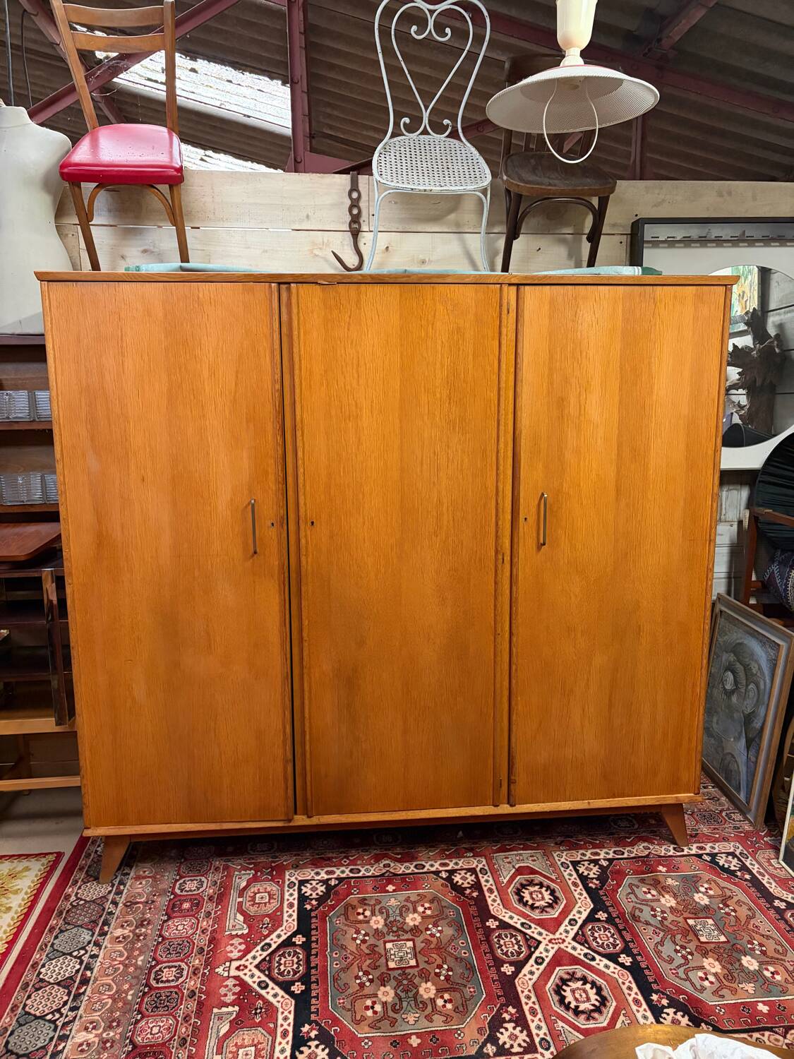 Armoire penderie dressing pied compas vintage design 60/70