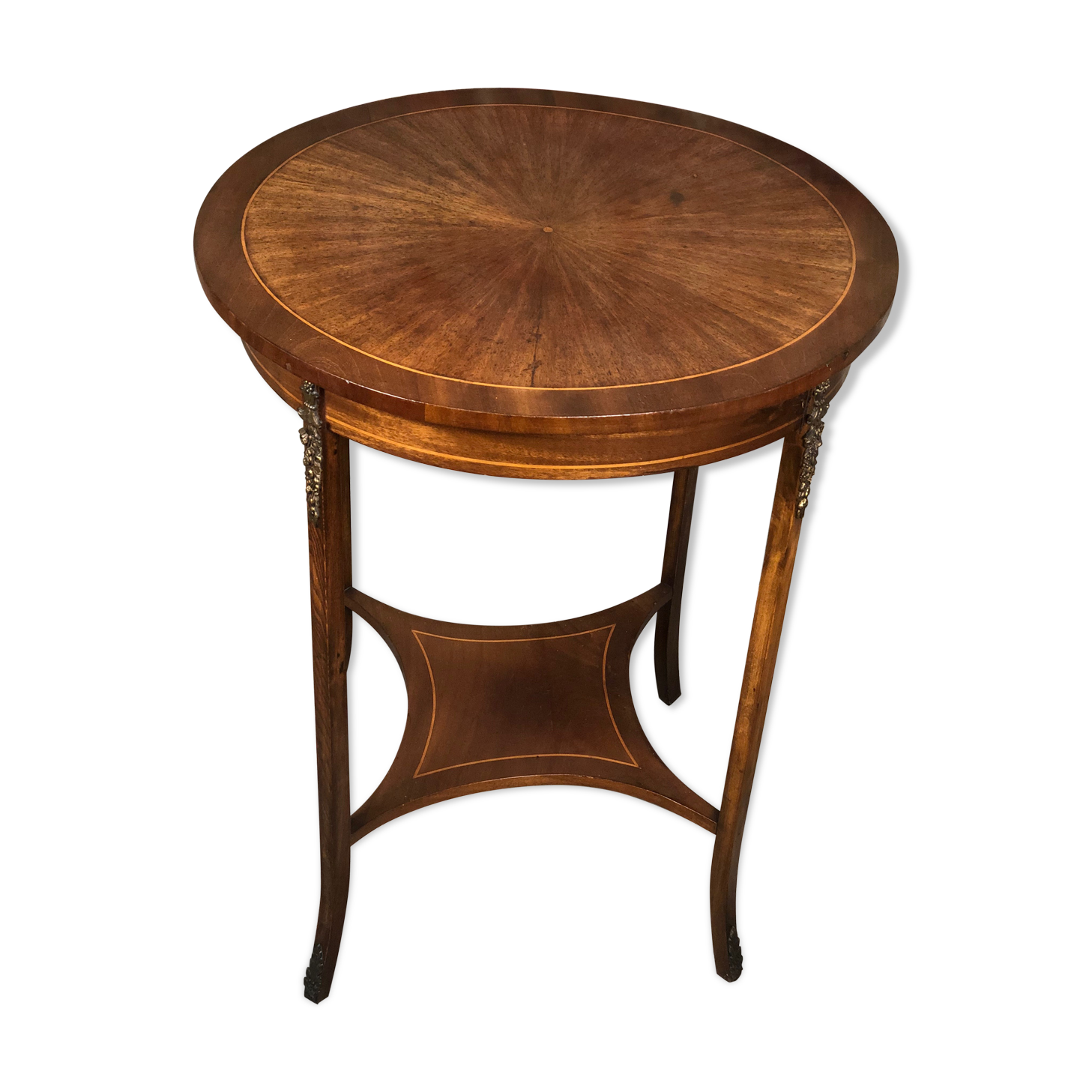 Louis XVI style side table in rosewood veneer decorated bronze