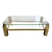 Vintage 23kt gold plate coffee table by Belgochrom, 1970s