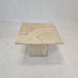 Table basse italienne en travertin, années 1980