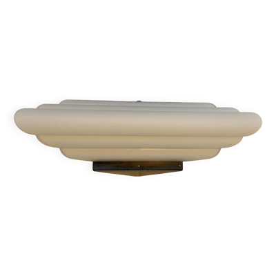 Applique d'angle vintage verre Murano opalin, par Vetri Italie 1970