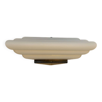 Applique d'angle vintage verre Murano opalin, par Vetri Italie 1970