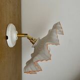 Vintage lampshade wall light in white opaline