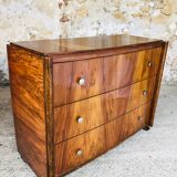 Art Deco chest of drawers in flambé walnut veneer circa 30's/ 40's