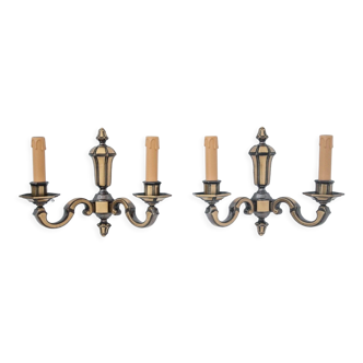 Set of brass wall lamps, Poland, 1950s