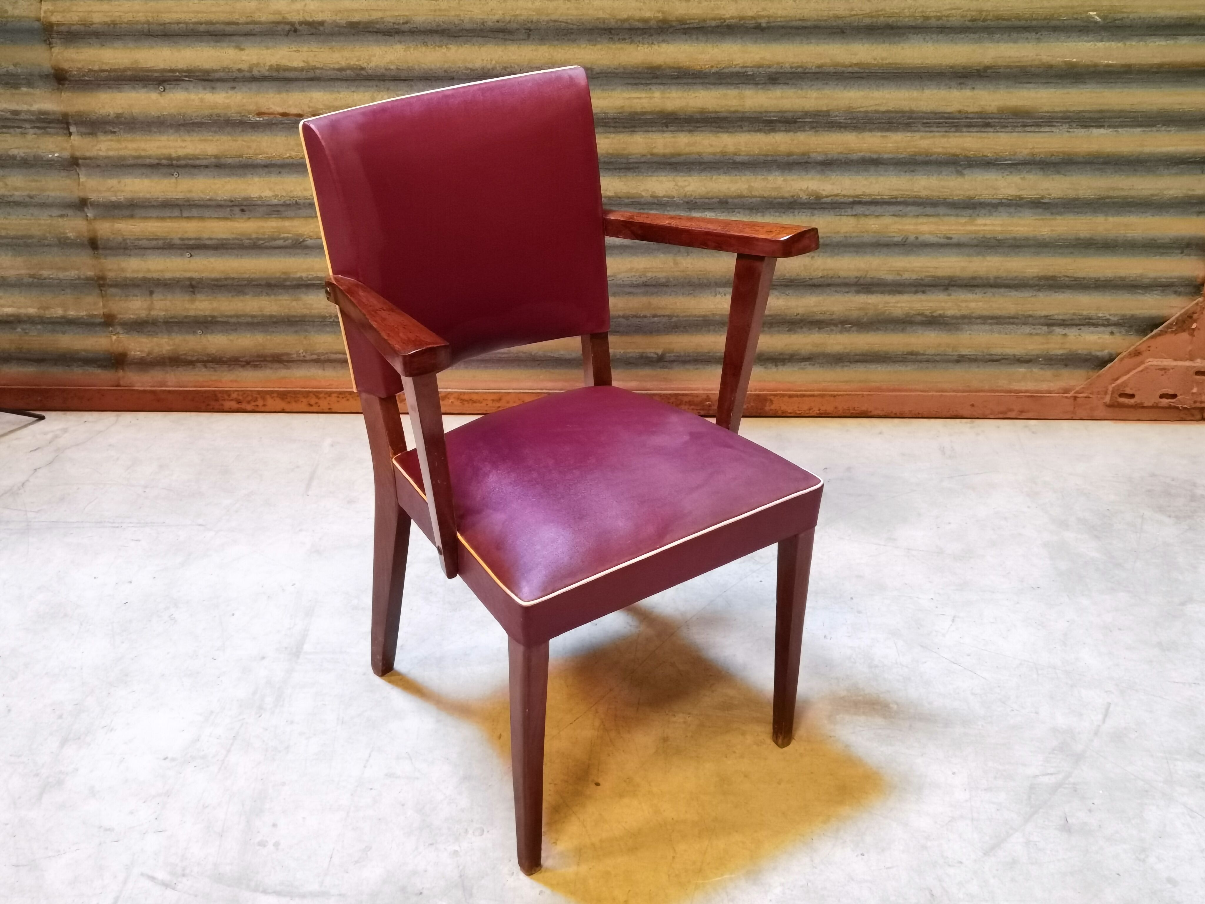 Fauteuil Bridge Stella 1950 bordeaux