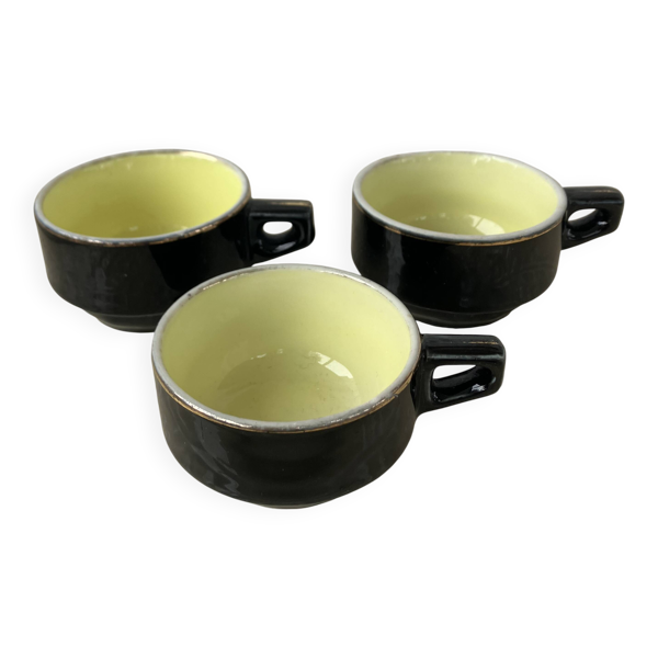 3 tasses café bistrot Salès France noir & jaune