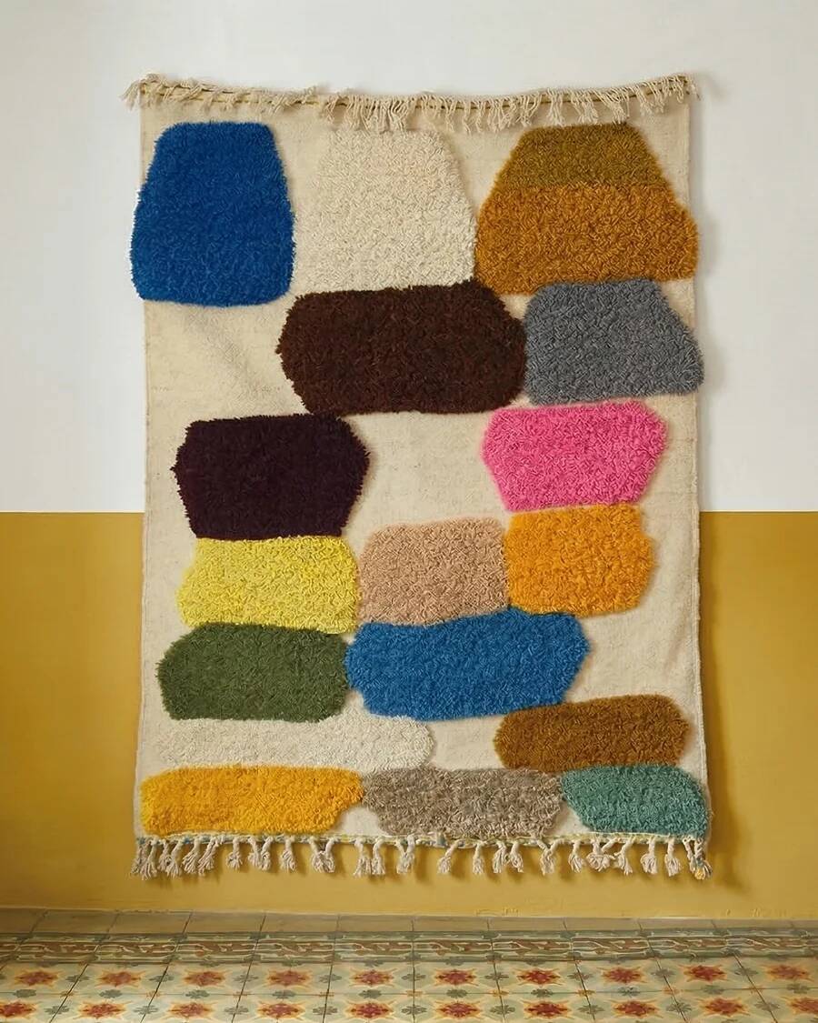 Vintage Moroccan rug with pop colours from the 1970s.
