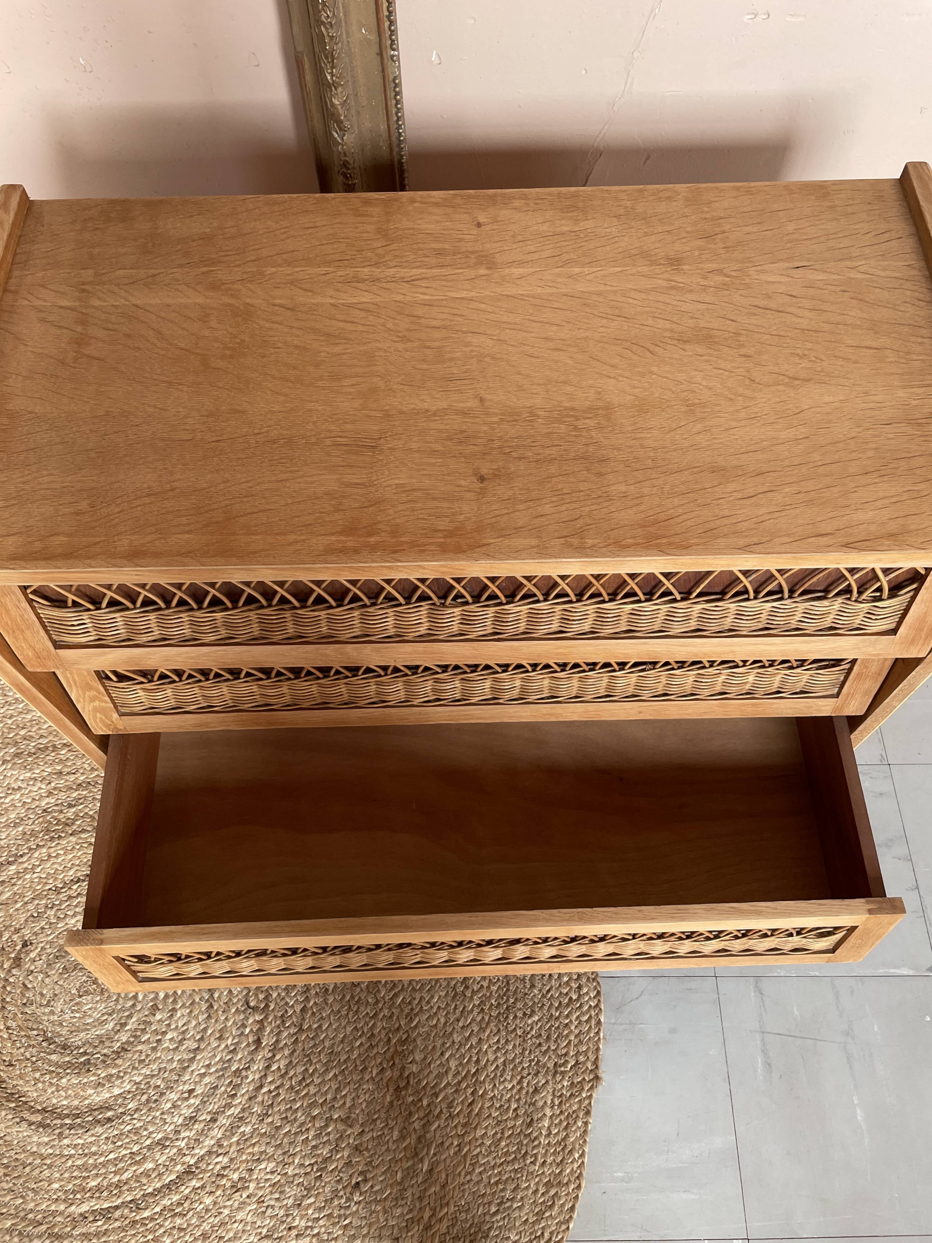 Commode Vintage Bois et Rotin