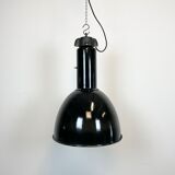 Suspension industrielle Bauhaus en émail noir, années 1930