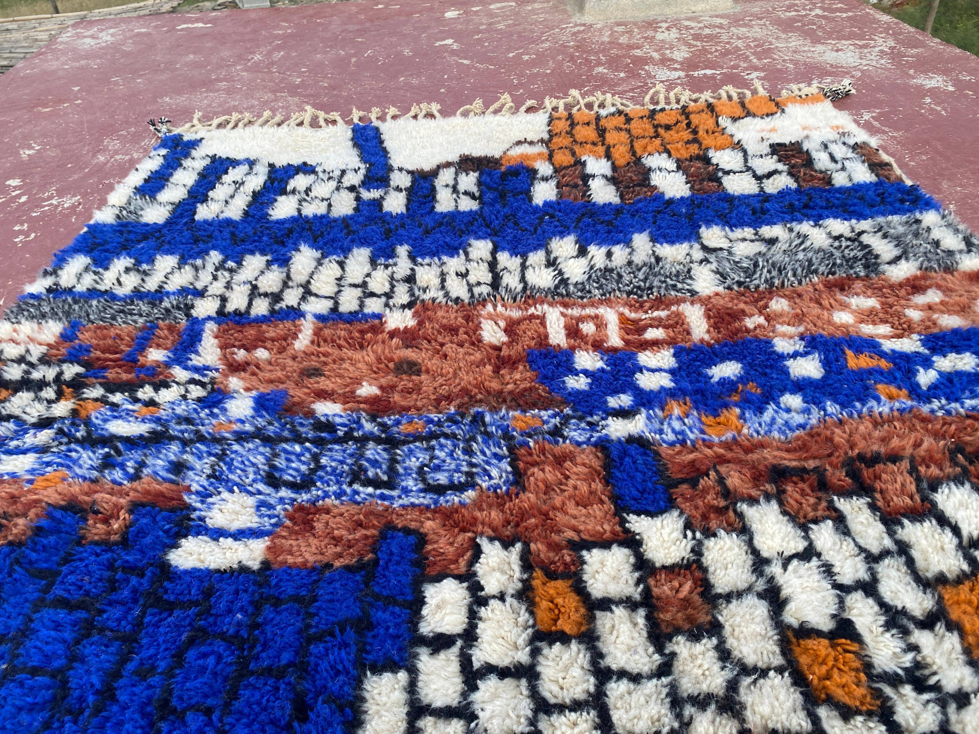 Contemporary multicoloured Berber rug in wool – 300 x 200 cm