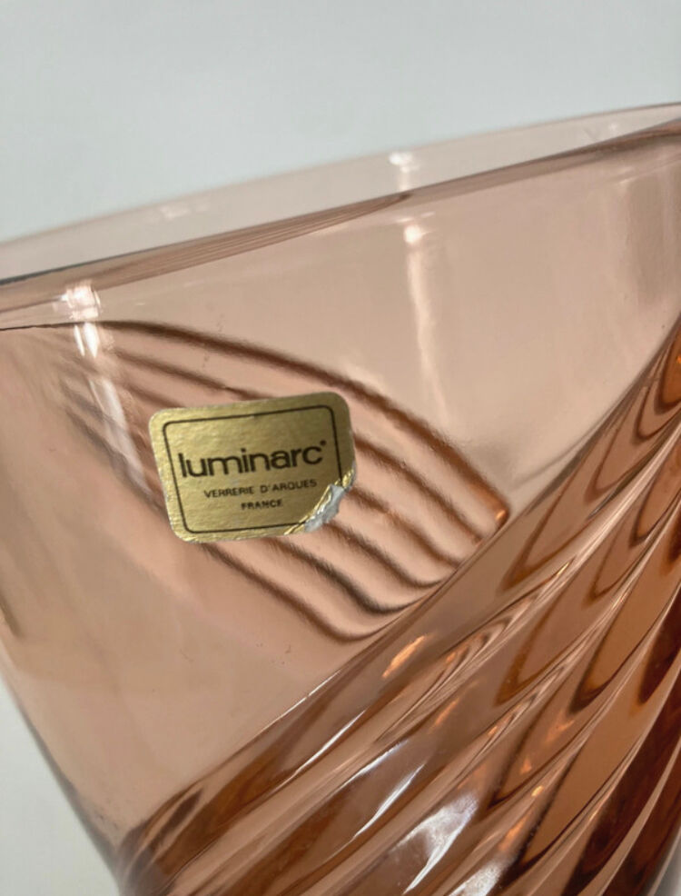 Luminarc pink vase arque glassware made in France