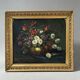 Old oil painting – Bouquet of flowers (daisies, asters,