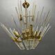 Murano Glass Rod Brass Chandelier, Italy, 1970s