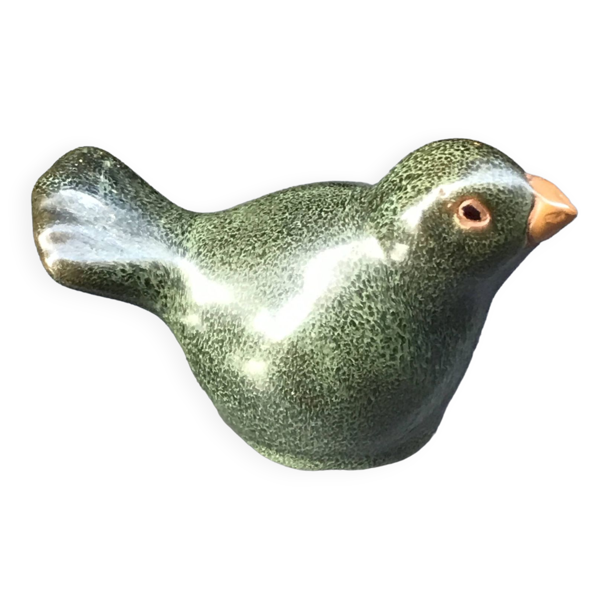 Green ceramic bird