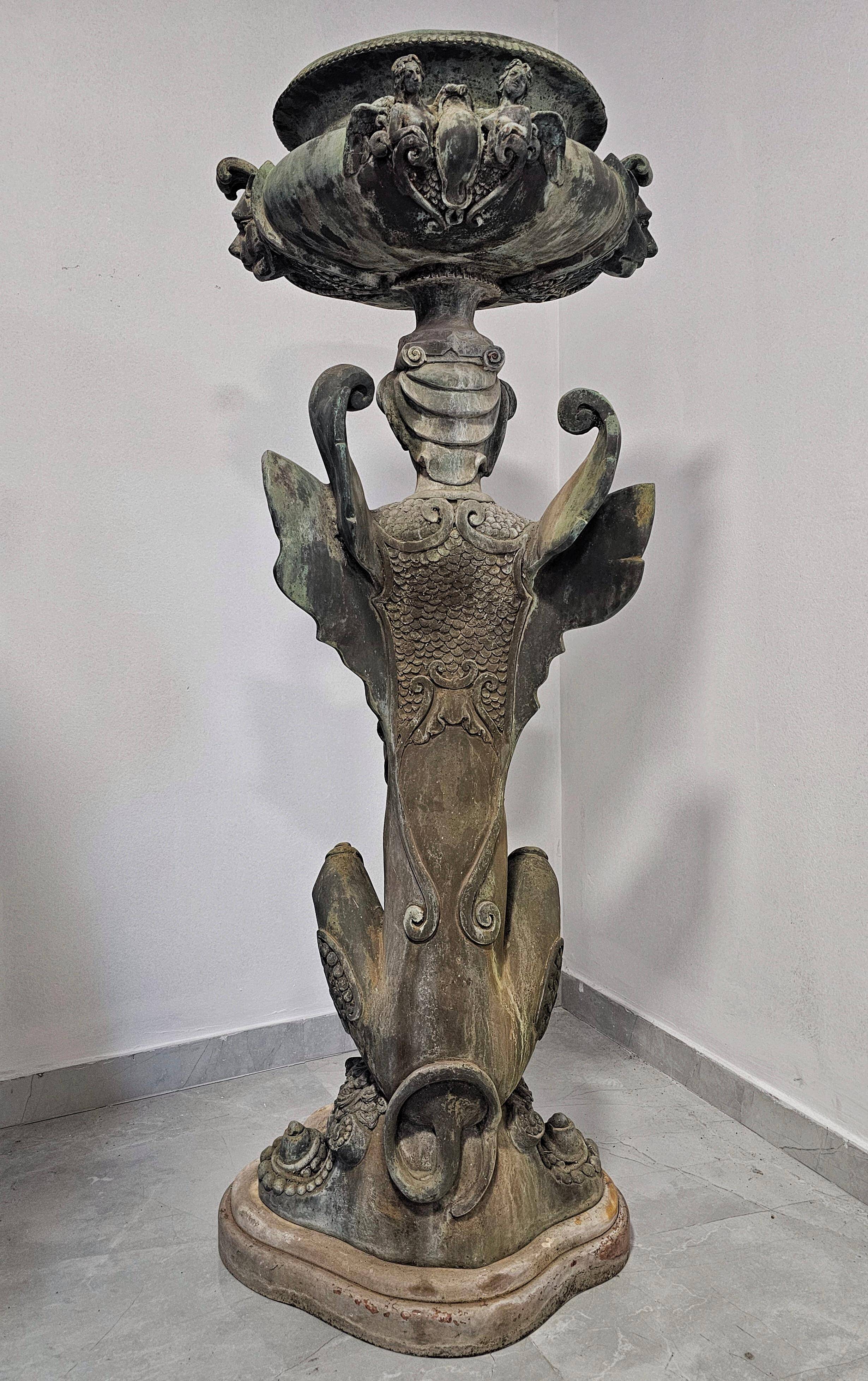 Empire style bronze jardinières, bronze and marble, 1805