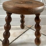 Low wooden stool turned solid 70s