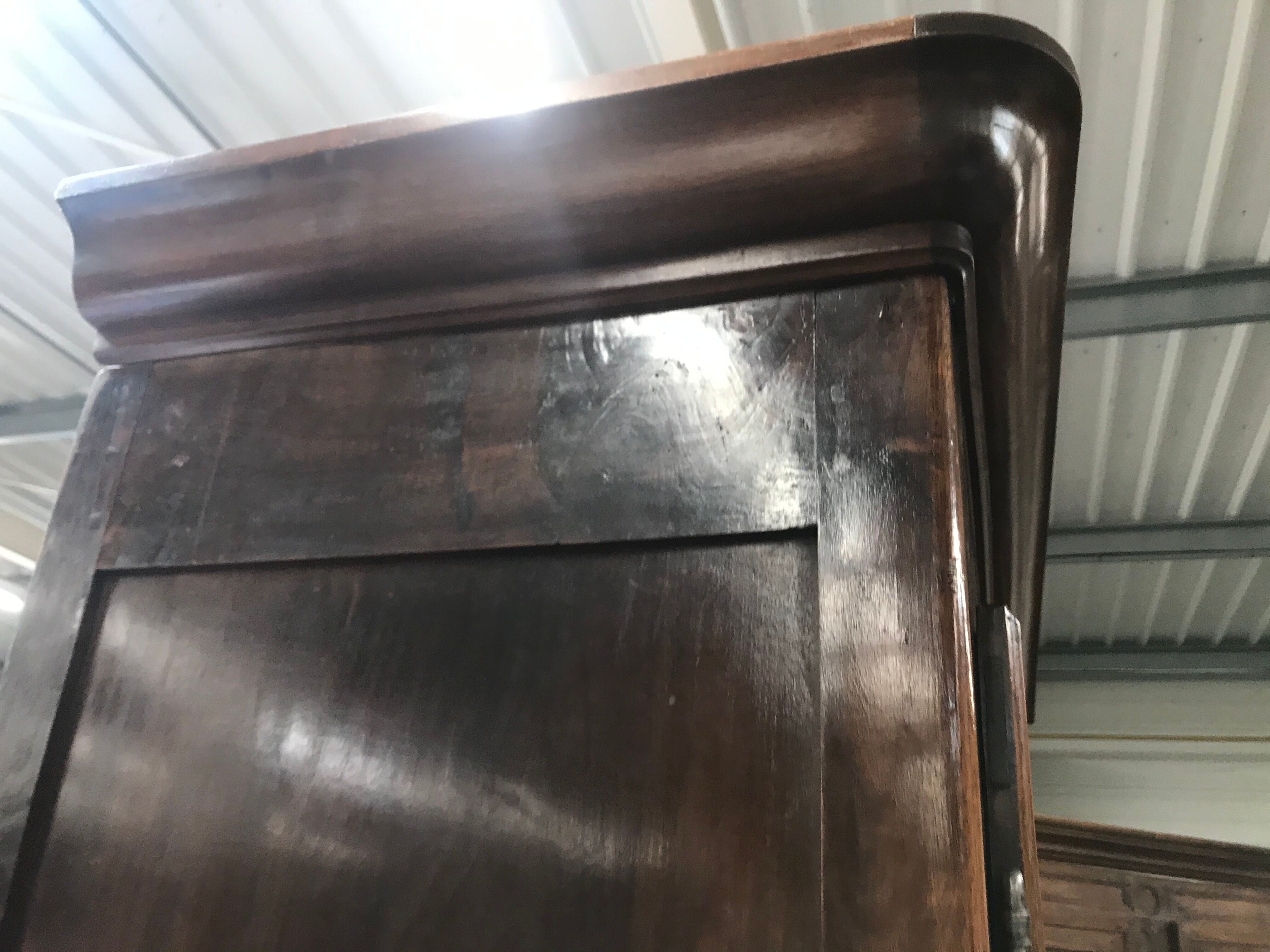 19th walnut glass cabinet