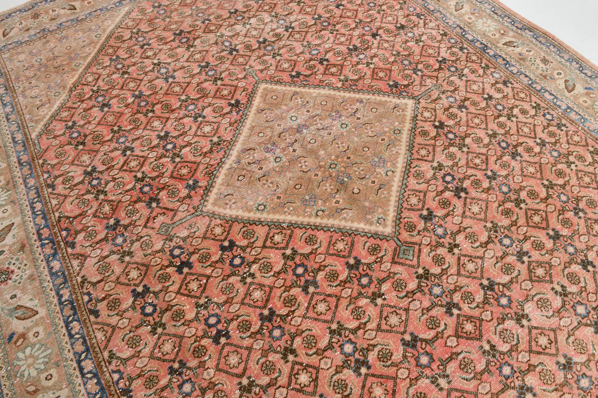 10x13 Salmon Pink Oriental Antique Persian Rug, 296x387Cm