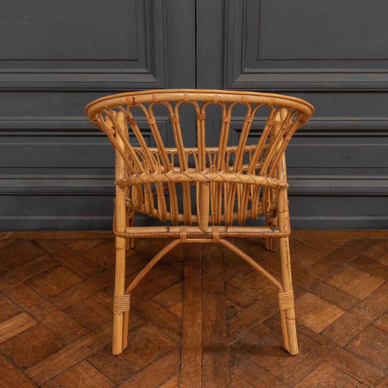 Suite of three rattan armchairs 1960 with original patina