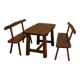 Dining table + 2 brutalist benches in vintage 1950s elm.
