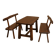 Dining table + 2 brutalist benches in vintage 1950s elm.