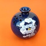 Flower spike ball vase glazed ceramic with floral decoration
