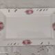 Rectangular dish in german porcelain white openwork bordered silver and old pinks